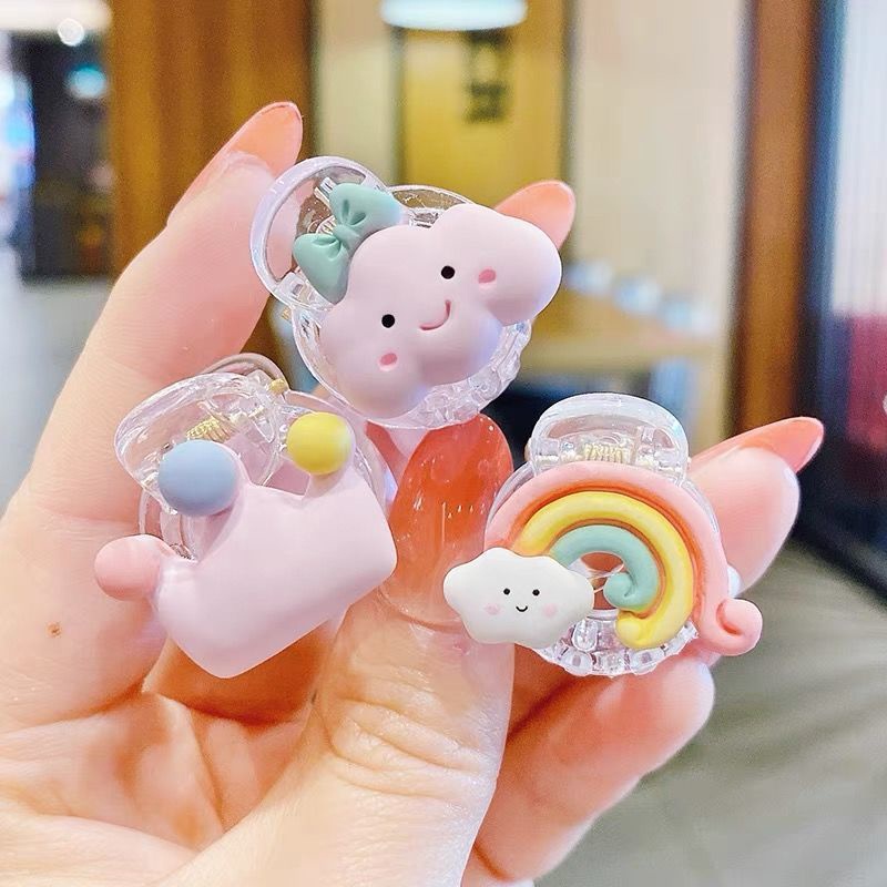 Lucu Anak-anak Korea Kartun Menangkap Jepit Rambut Mini Rainbow Cloud Girl Hiasan Kepala