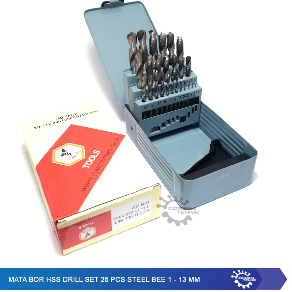 Mata Bor HSS Drill Set 25 Pcs Steel Bee 1 - 13 mm