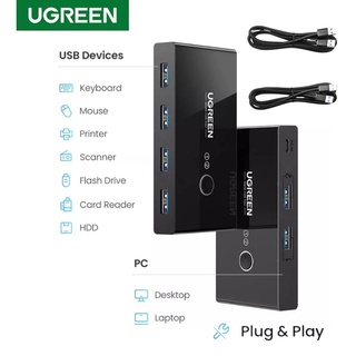 Ugreen KVM Switcher 2PCs Sharing 4 USB Devices USB3.0 USB2.0