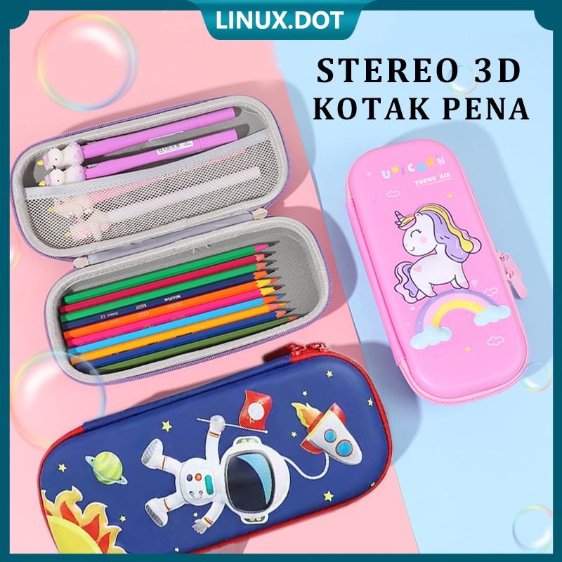 Tempat Pensil / Kotak Alat Tulis Ritsleting Tiga Dimensi Kartun 3D Anak-anak Kapasitas Tinggi