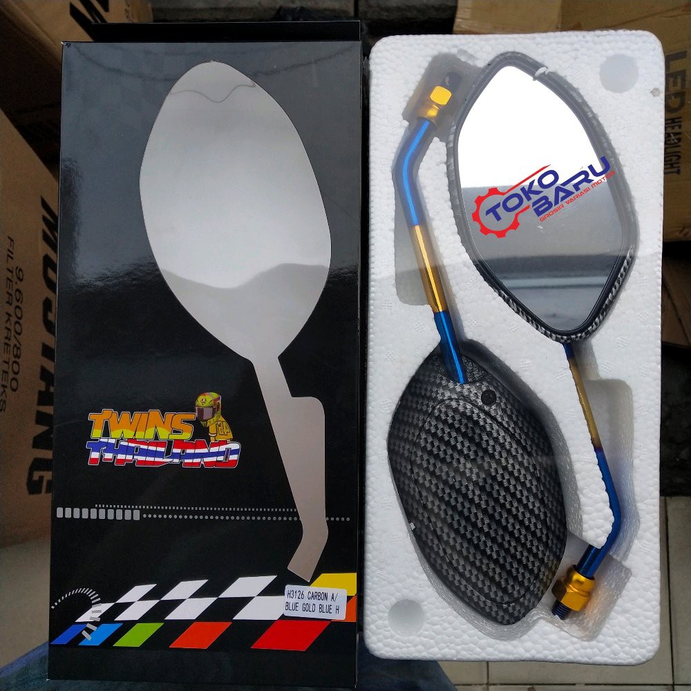 Spion Standar Beat Carbon tangkai twotone atau spion standar beat carbon batang twotone Murah