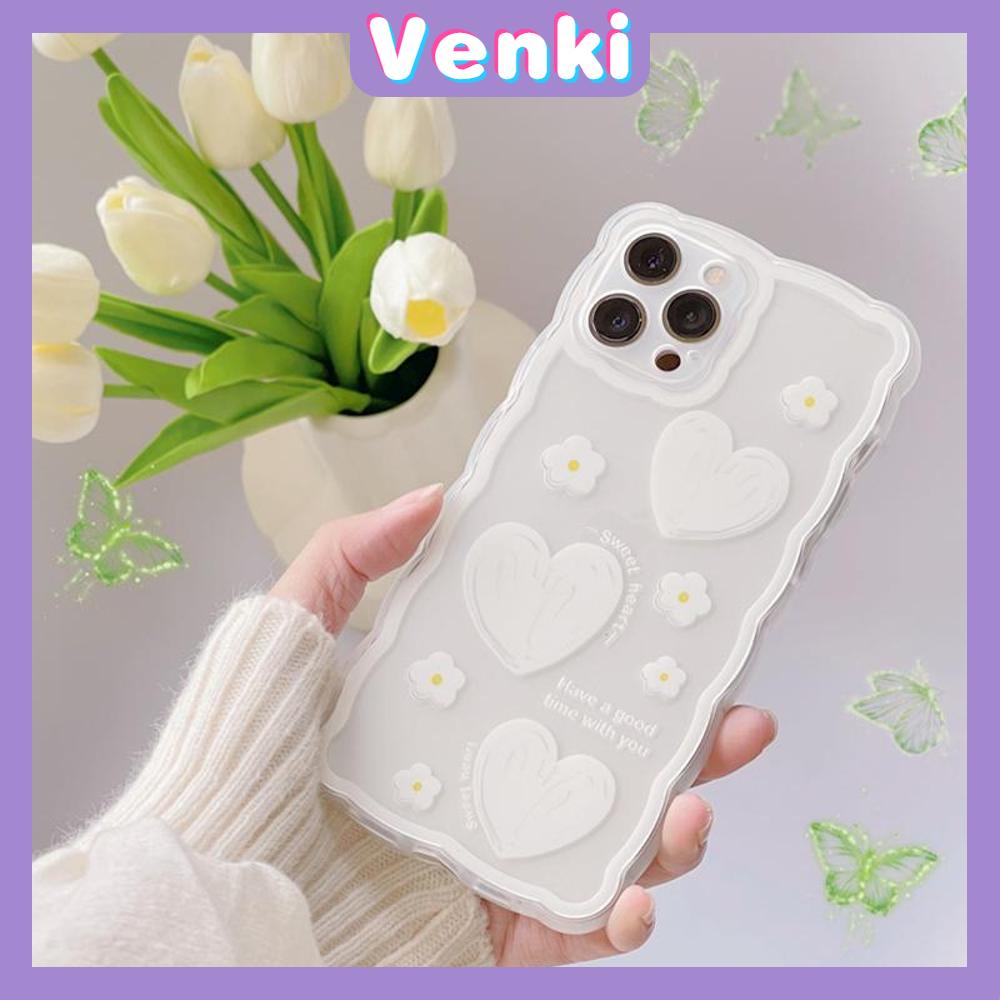 iPhone Case Silicone Soft Case Clear Case Wave Non-Slip Shockproof Camera Full Coverage Protection White Heart Flower For iPhone 13 Pro Max iPhone 12 Pro Max iPhone 11 iPhone 7Plus