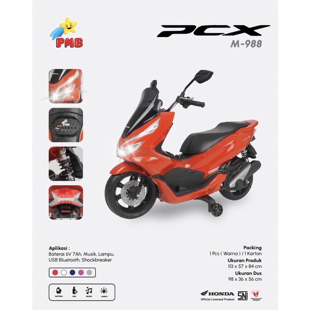 Motor Aki Anak HONDA PCX PMB 988 M988 Motor Mainan Anak Murah