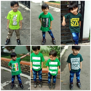 Setelan baju kaos distro  celana  chino anak  casual 