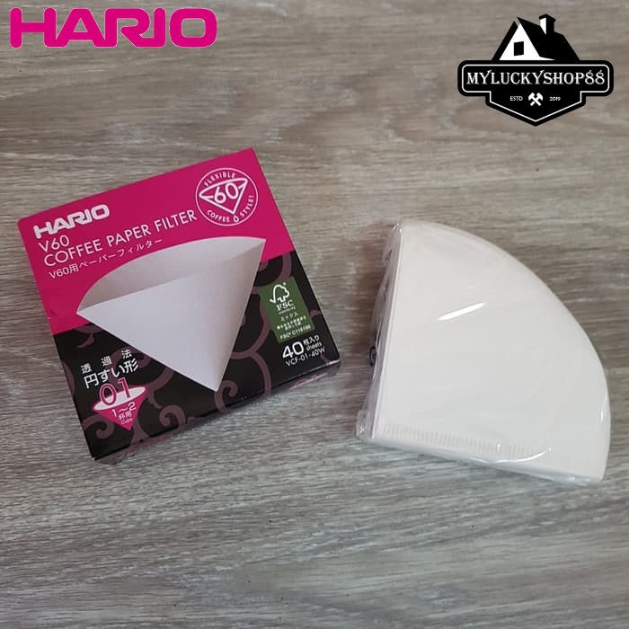 Hario VCF-01-40W V60 Pour Over Filter Paper White isi 40pcs