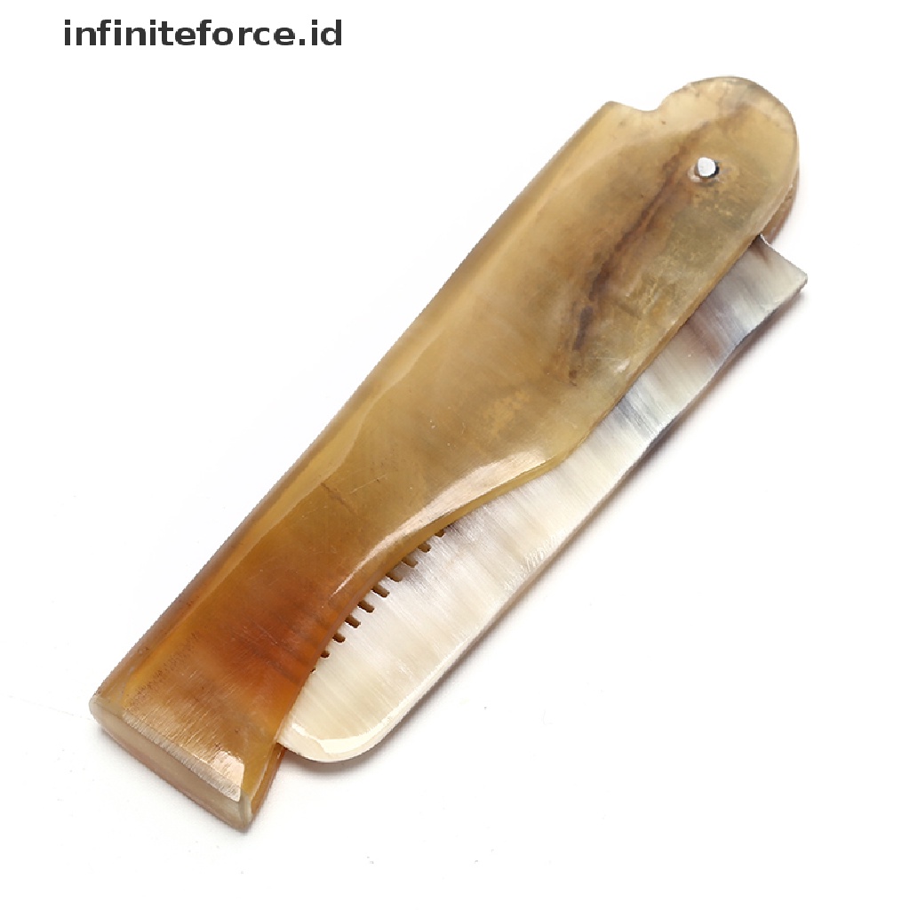 (Infiniteforce.Id) Sisir Saku Lipat Bahan Tanduk Lembu Untuk Menata Kumis / Jenggot Wanita