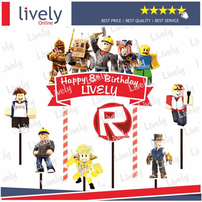 Custom Nama Cake Topper Hiasan Kue Karakter Happy Birthday Roblox 03