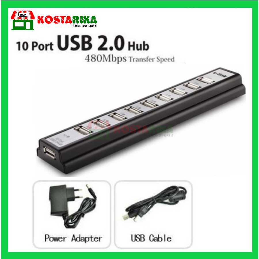 HUB USB 10 port + adaptor power DC 5V