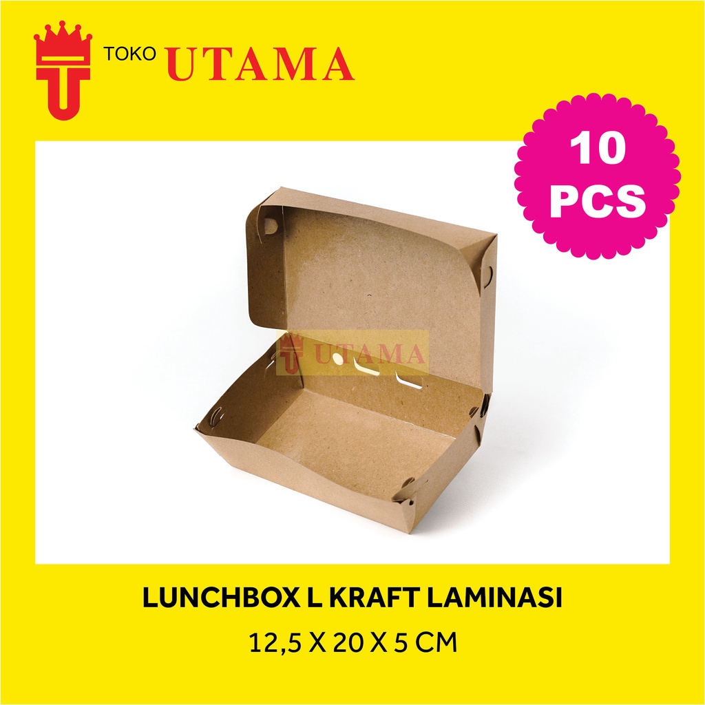 

(10pcs) LUNCHBOX POLOS L Kraft Laminasi Dos Dus Coklat Persegi Nasi