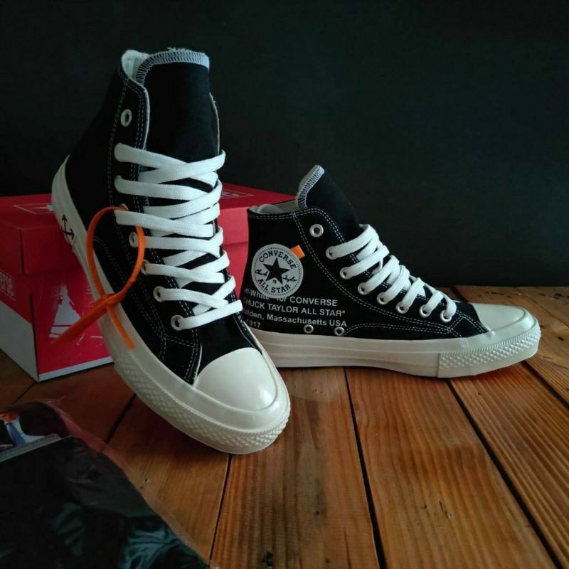 SEPATU CONVERSE 70S HIGH BLACK X OFF-WHITE PREMIUM VIETNAM
