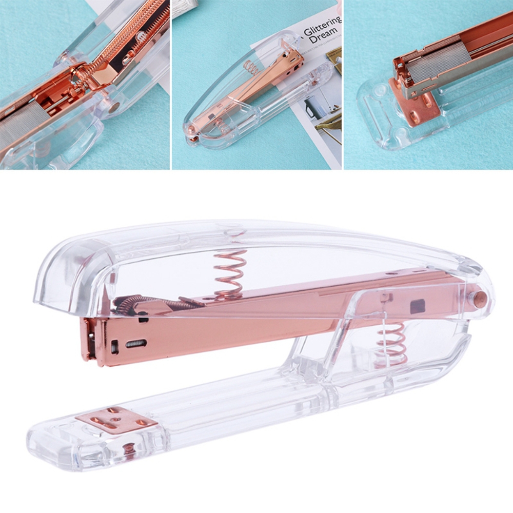 ELEGANT Metal Stapler Desk Stationery Binding Machine Rose Gold Stapler Office Accessories Office Binding Supplies Fashion School Supplies Stationery Hand Puncher Paper Punch Stationery/Multicolor