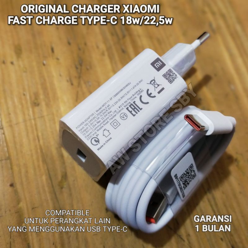 Adaptor CHARGER XIAOMI FAST CHARGING REDMI NOTE 7 7 PRO NOTE 8 8 PRO NOTE 9 POCO M3 18W USB Type C