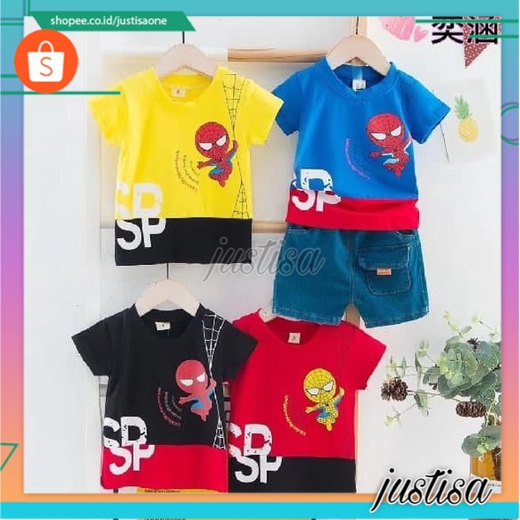 Promo !! Setelan anak cowok keren / setelan nest handle spiderman ukuran 10bulan-2tahun / Setelan baju import