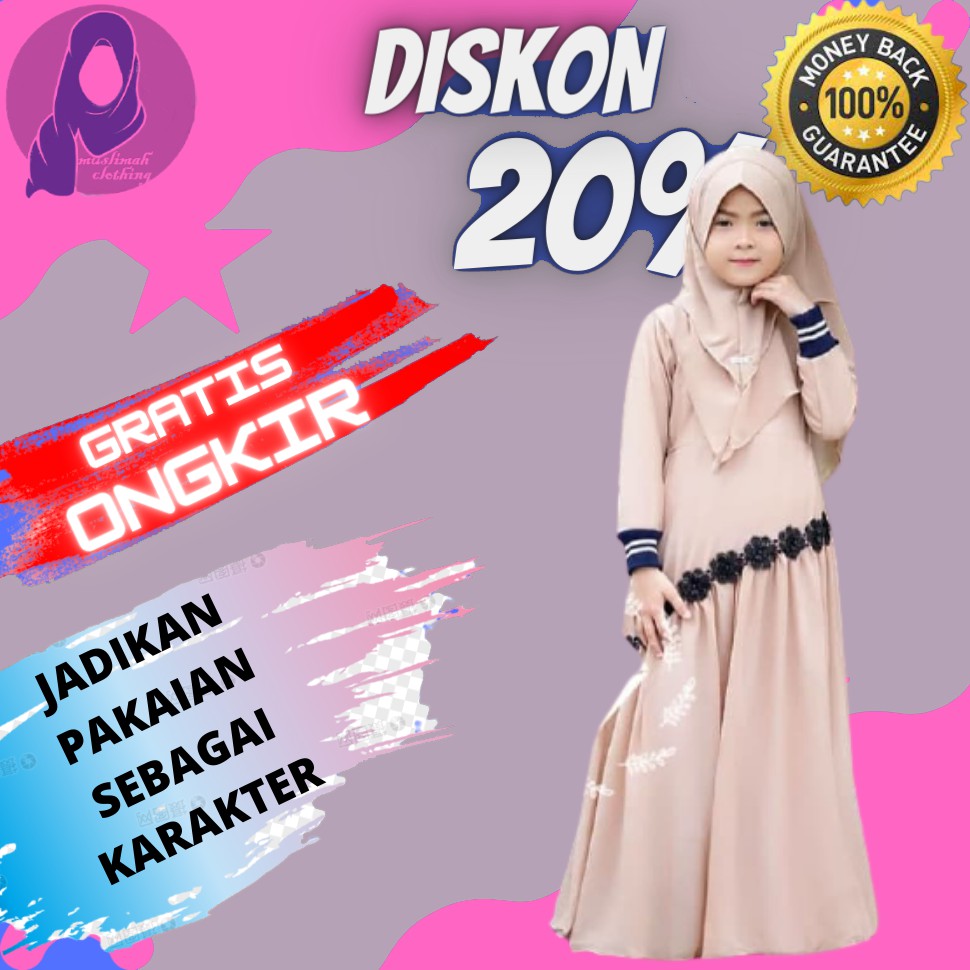 gamis anak wanita untuk pengajian tpa tpq terbaru murah syar'i genice coksu mocca