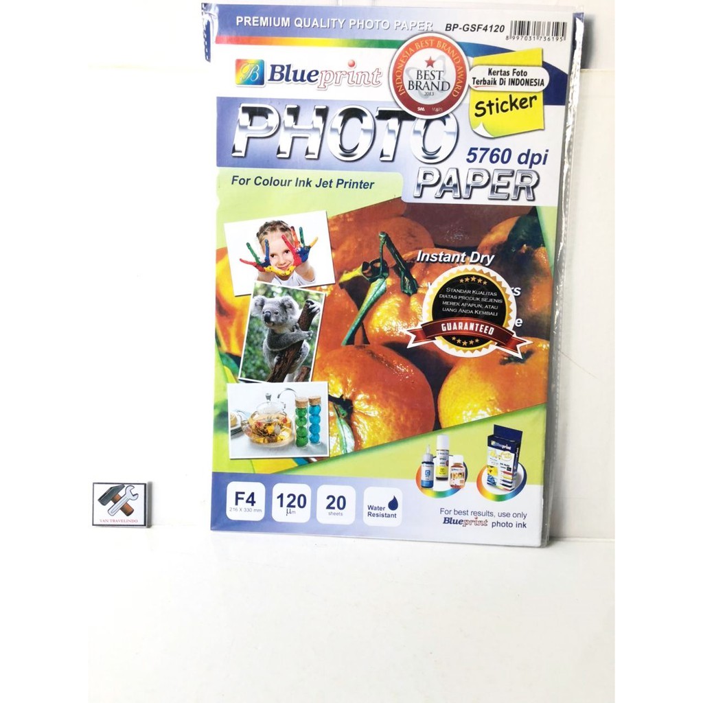 

PHOTO PAPER STICKER PAPER KERTAS STICKER GLOSSY UKURAN BESAR F4 ISI 20 LEMBAR ANTI AIR WATER RESIST