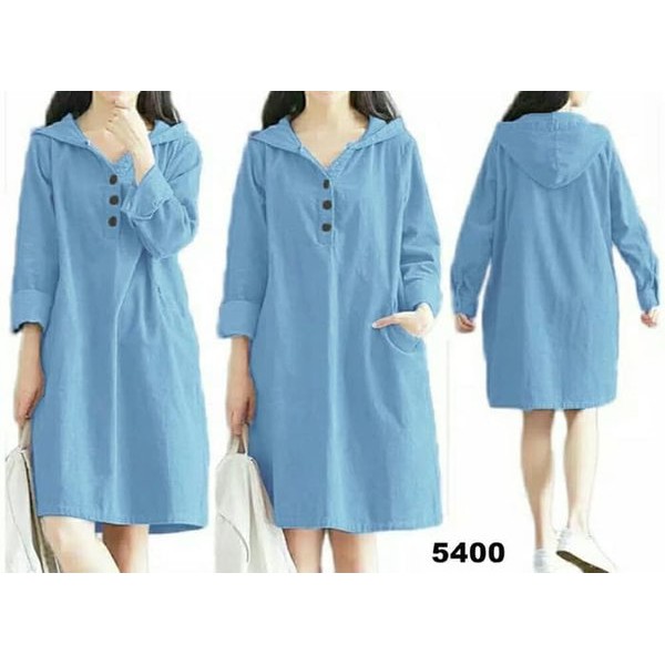 Dress Hoodie Jumbo Elisa - Abu -abu Tua