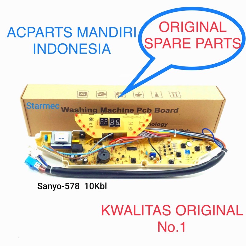 Modul mesin cuci sanyo ASW-B80HT 10 kabel 6 tombol ( SANYO-578 )