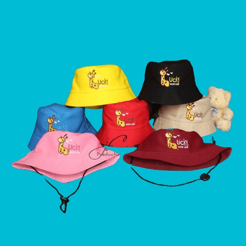 Topi Bucket Anak Bordir Good Lucky Ada Tali / Bucket Anak Bordir Laki Laki Dan Perempuan