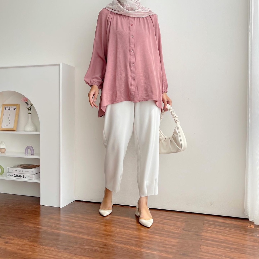 NEW Sachi Blouse JUMBO LD 130 Bahan Crinkle - BAJU BLOUSE WANITA JUMBO BIG SIZE TO XXXL - ATASAN LENGAN PANJANG