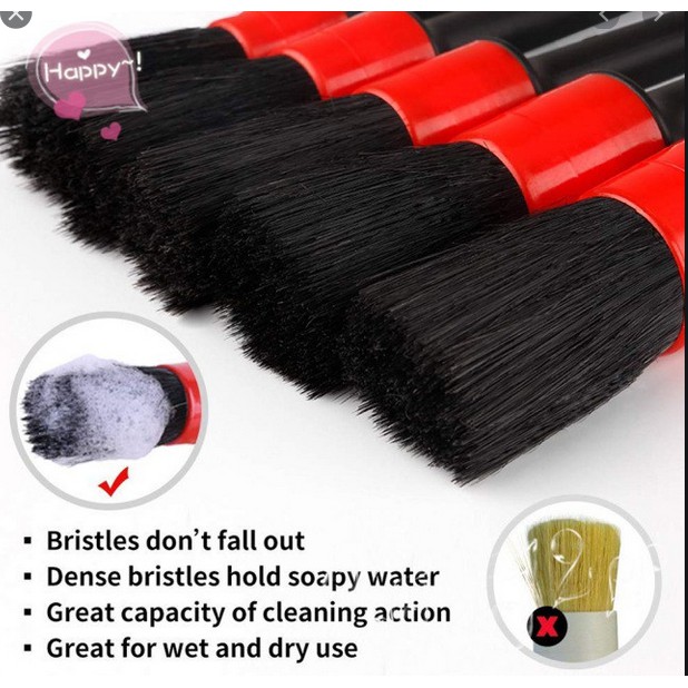 5 PCS KUAS AUTO DETAILING brush sikat poles salon interior eksterior mobil ISI LIMA hitam serbaguna