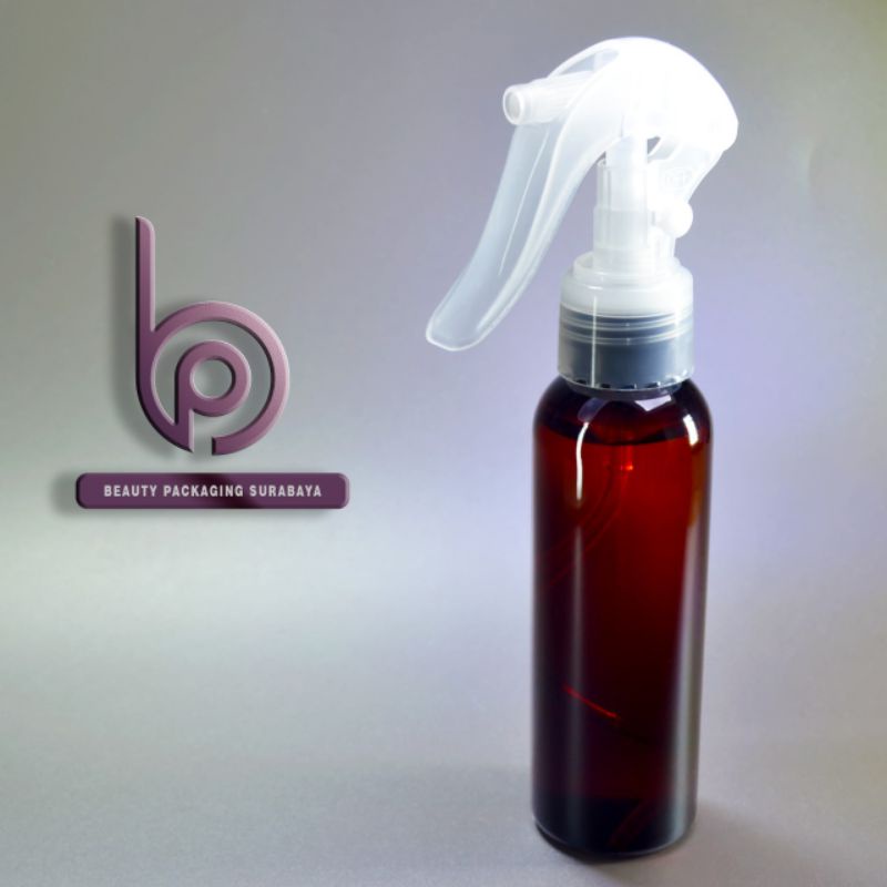 Botol plastik PET 100ml BR amber tutup spray trigger