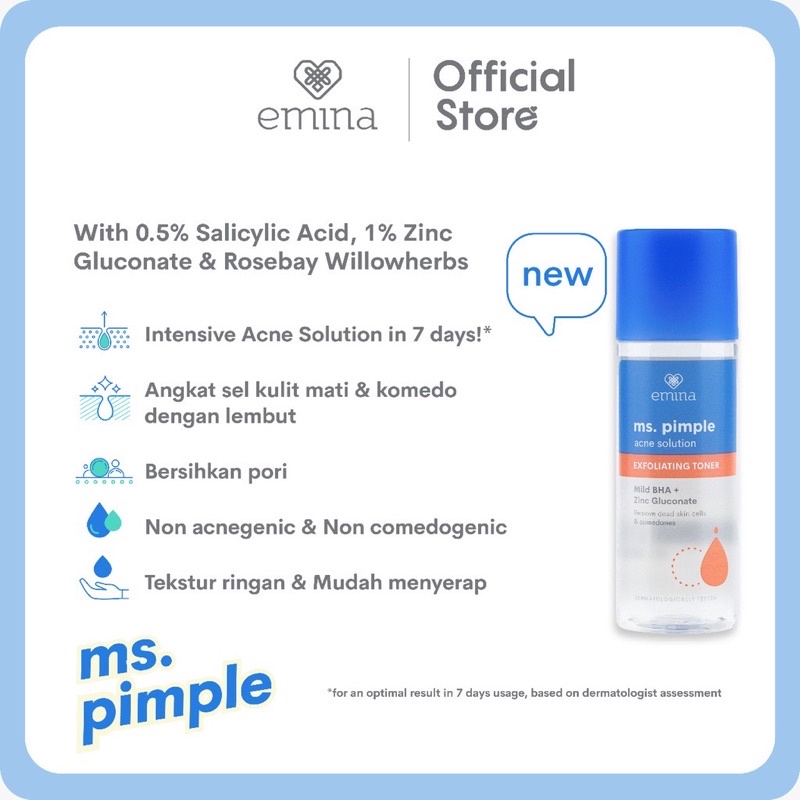 MS PIMPLE ACNE SOLUTION EXFOLIATING TONER 100ML