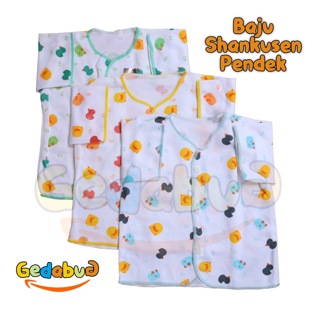 6pcs - Baju Shankusen Pendek | Baju New Born Bayi Motif Pino Piko