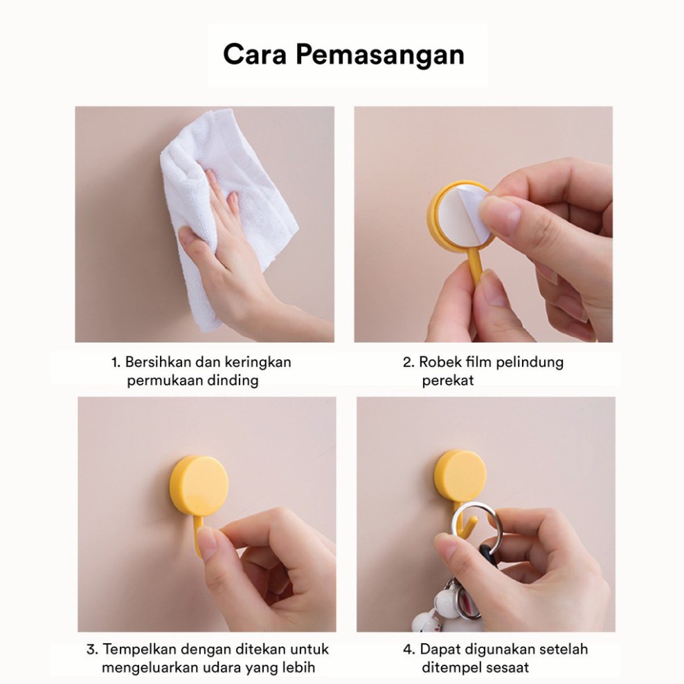 Gantungan Baju Hook Bulat Gantungan Tempel Dinding Dapur Serbaguna Wall Hook Kait Bulat