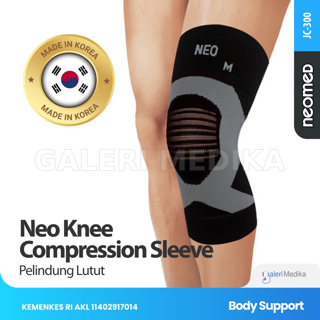 Pelindung Lutut Neomed JC-300 Neo Knee Compression Sleeve - Meredakan/Melindungi Kontraksi Sendi dan Ketegangan Otot