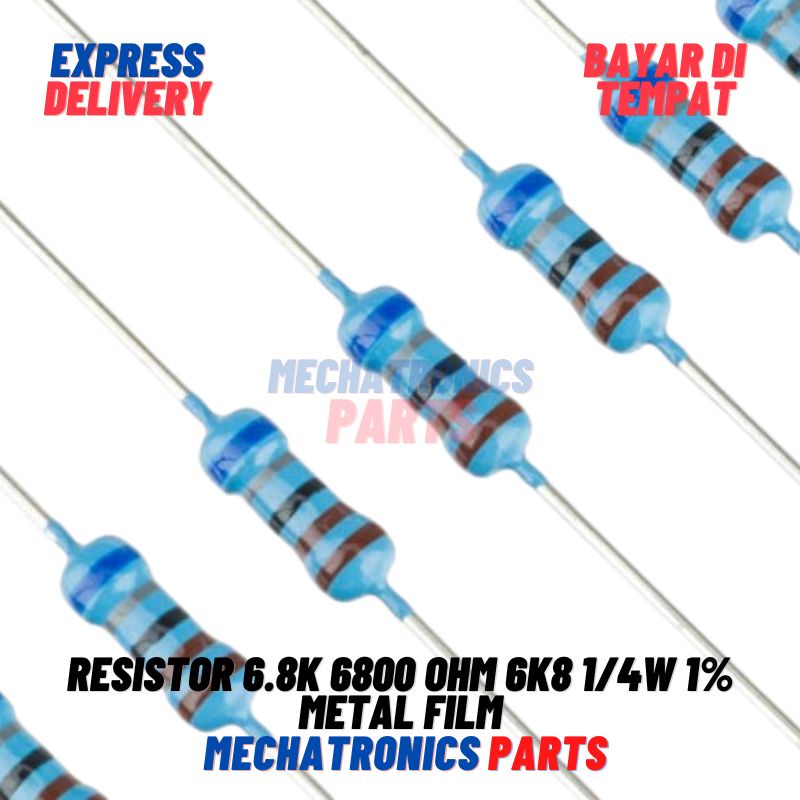 10X RESISTOR 6.8K 6800OHM 6K8 1/4W 1% METAL FILM