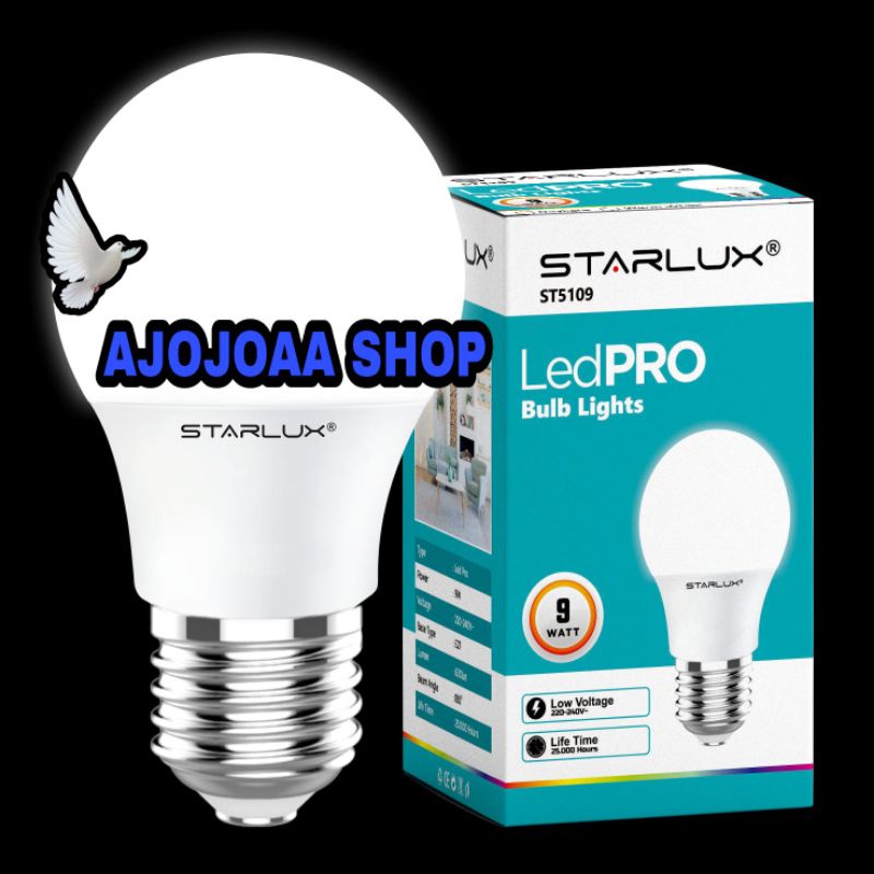 Bohlam Lampu LED PRO Buld lights Starlux 9 Watt Cahaya Putih
