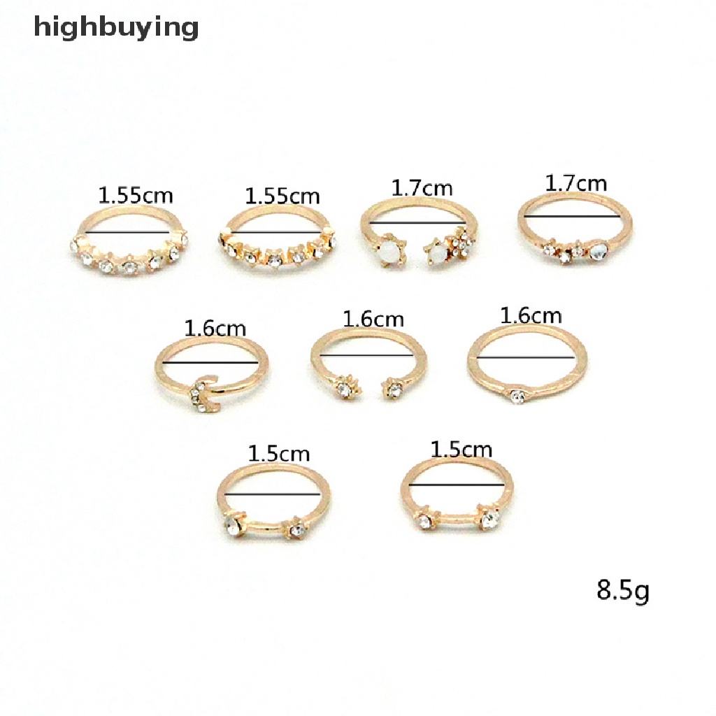 Hbid 9Pcs / set Cincin Aneka Bentuk Gaya Bohemia Untuk Wanita