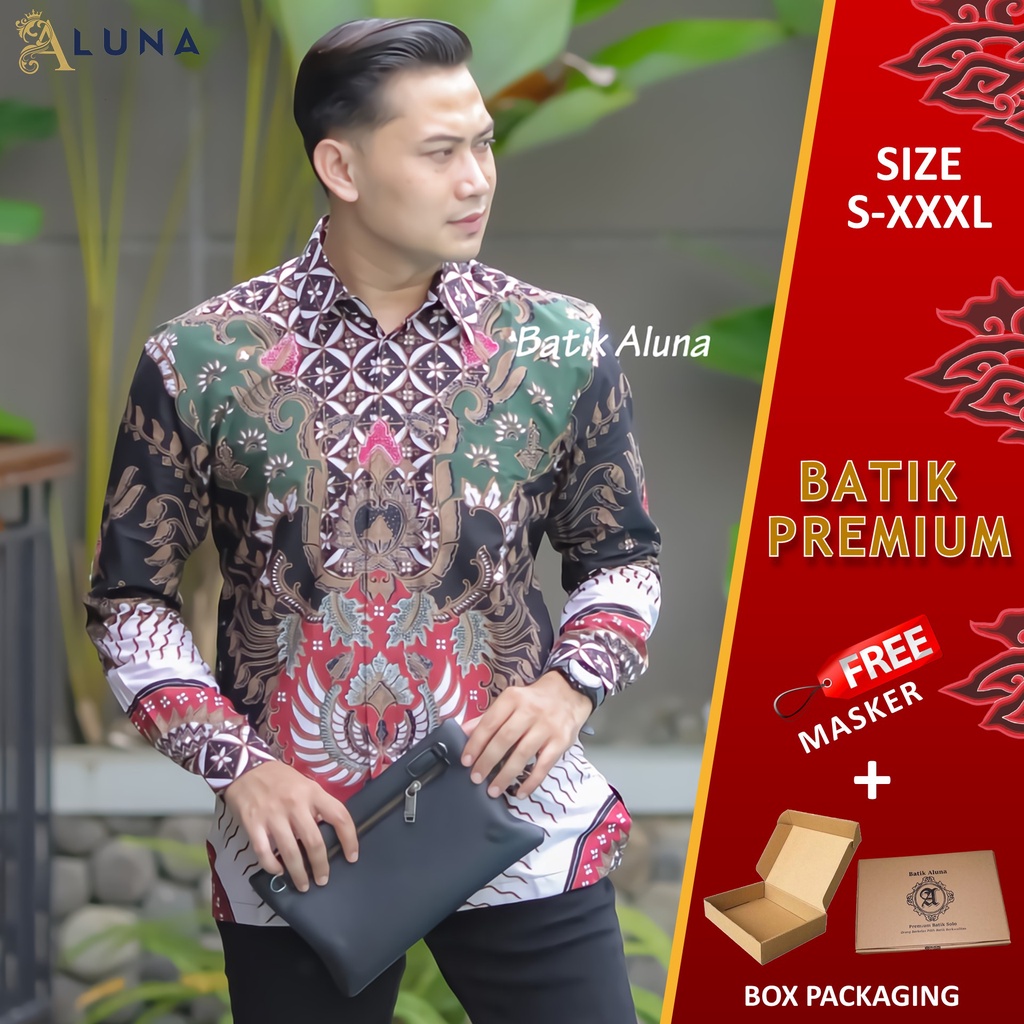 KEMEJA BATIK PRIA PREMIUM LENGAN PANJANG REGULAR BATIK ALUNA PCW 029