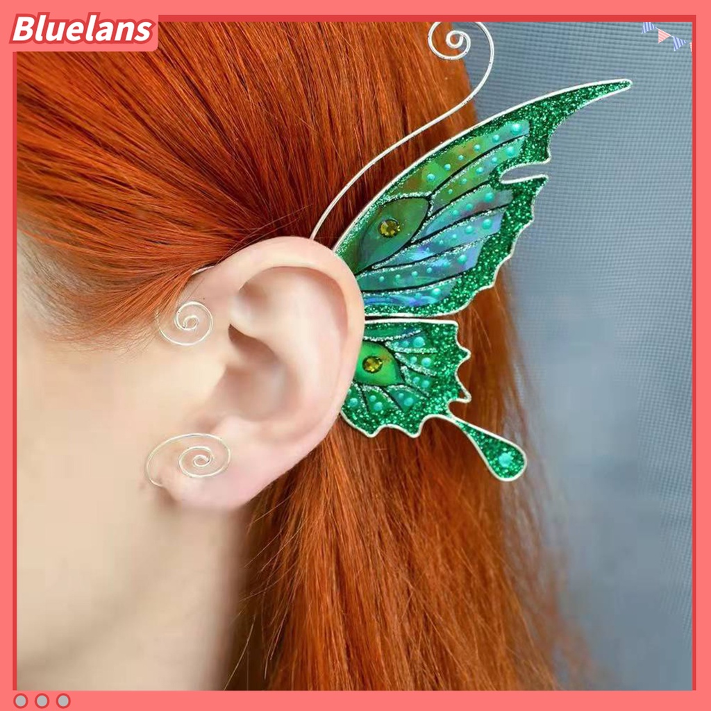 1 Pc Anting Klip Tanpa Tindik Desain Sayap Kupu-Kupu Naga Warna-Warni Untuk Cosplay