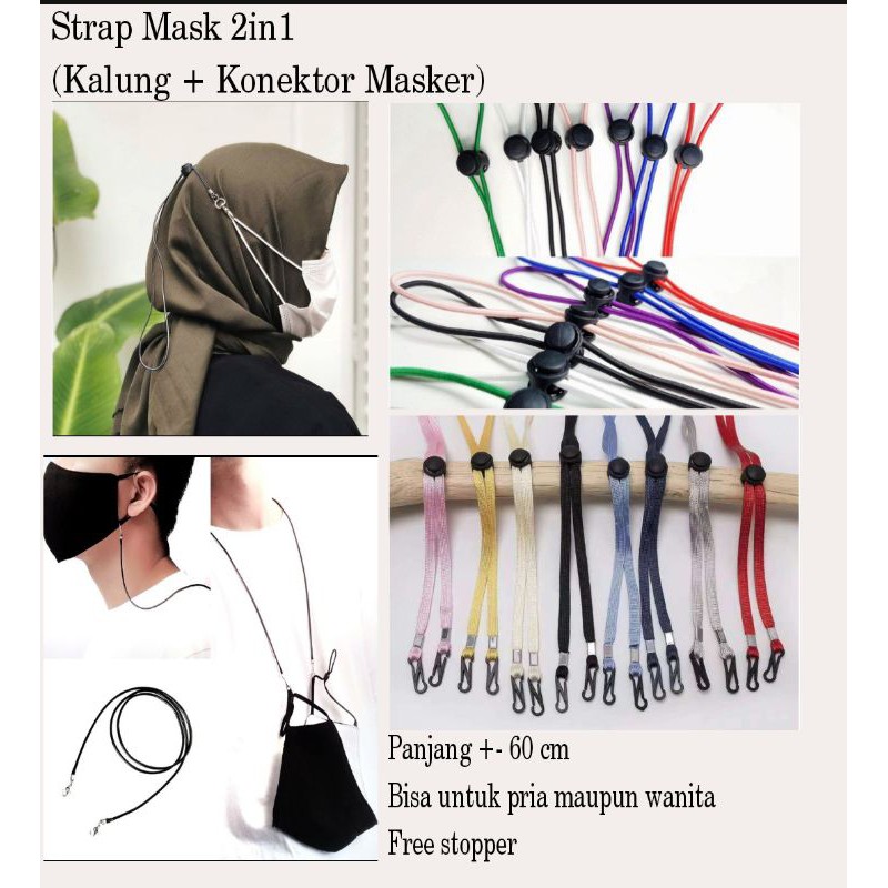 Tali Masker Wanita Pria, Strap Masker Korea, Konektor Pengait Masker, Gantungan Tali Masker