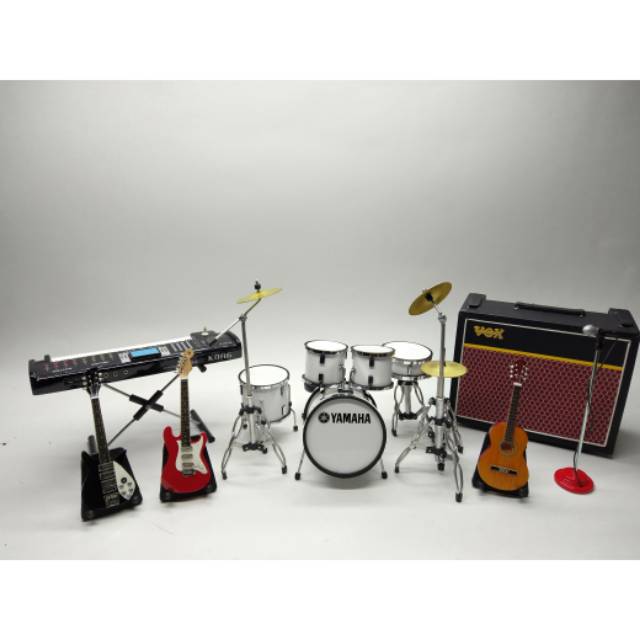 paket WOW miniatur alat musik satu set gitar,keyboard,ampli,drum,mic