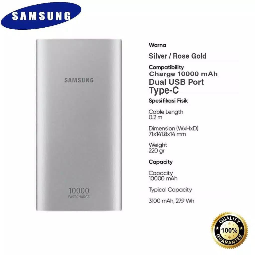 Powerbank Samsung 10000mAh Powercore 10000 mAh USB Type-C Power Bank SAMSUNG Original EB-P1100C