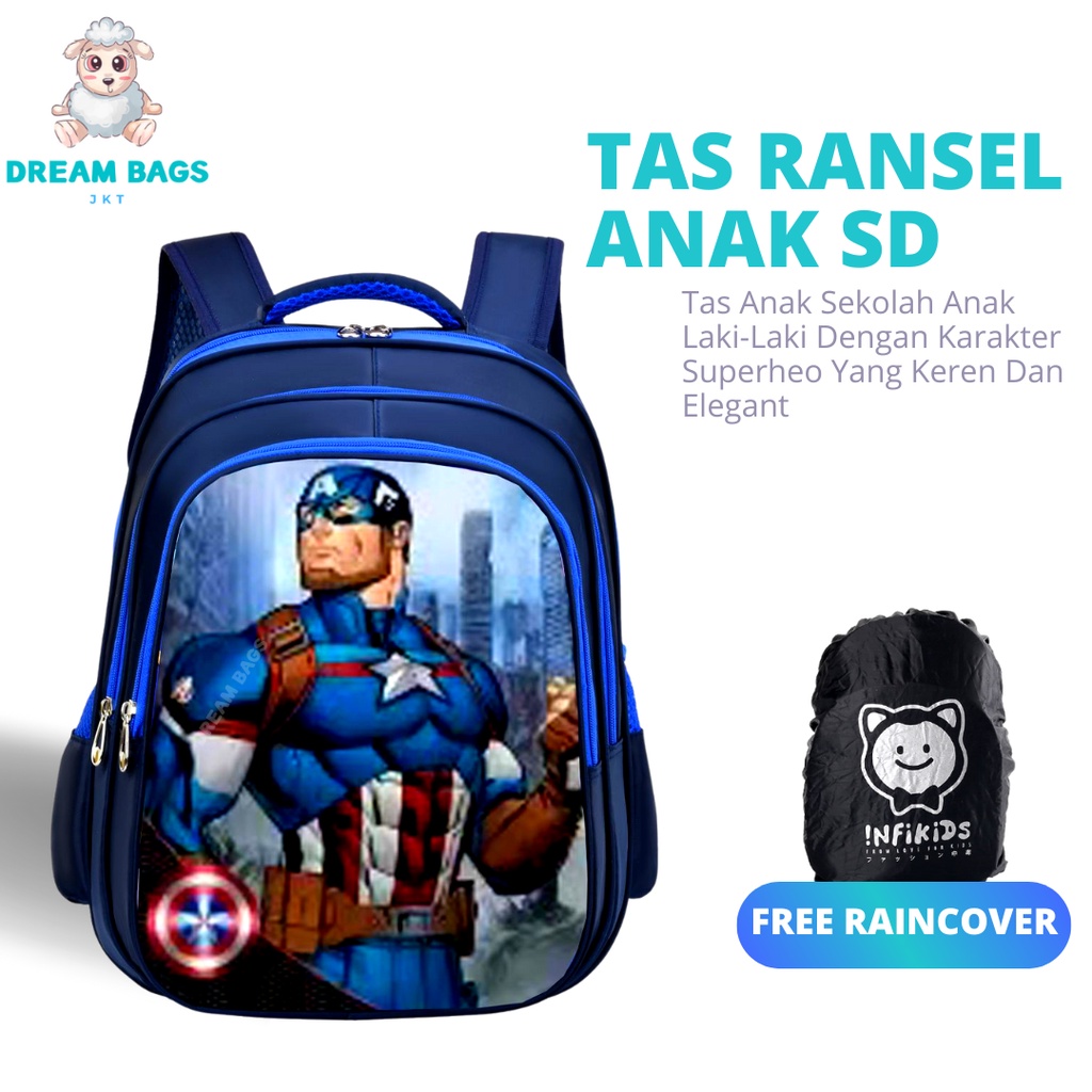 Tas Sekolah Import Karakter Superhero DB 1925 Size SD Tas Ransel Anak