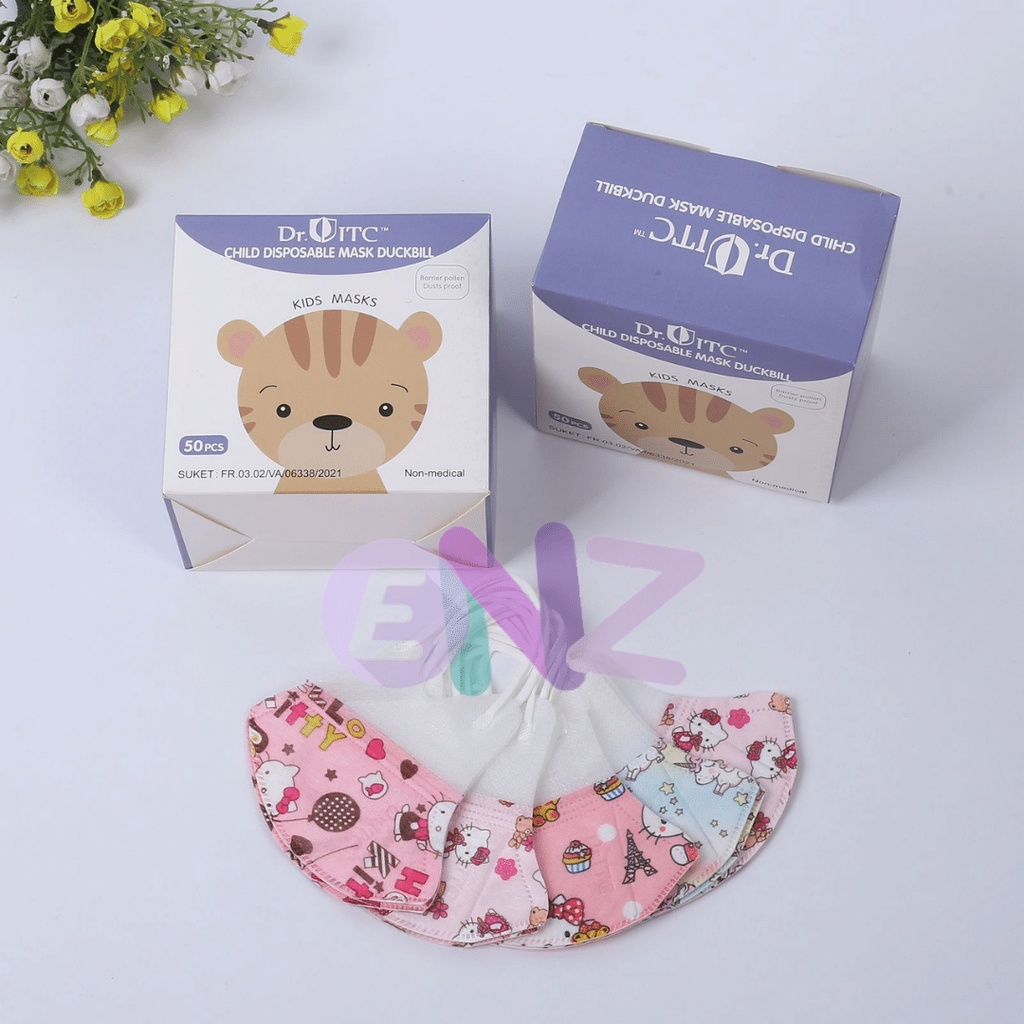 ENZ ® Masker Duckbill Anak BTS mix / Duckbil Anak Motif Karakter BT21 isi 50 1026