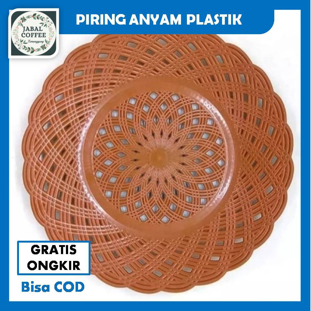 Piring Rotan Anyam Plastik / Piring Anyam Plastik / Piring Rotan Plastik Cokelat J47