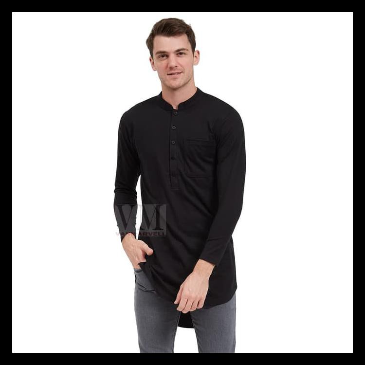 paling murah VM Baju Koko JUMBO Gamis Kaos Big Size Polos Panjang - Hitam, XXL terbaik