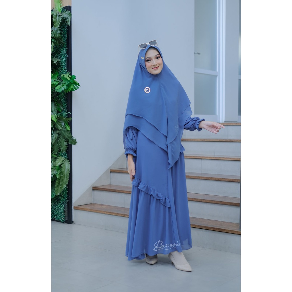 Gamis ceruty babydoll ayudia ori bermerks model terbaru rempel layer original set hijab syari ayudia putih polos haji umrah umroh ihram kain