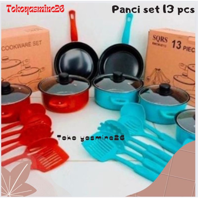 PANCI Marble SET 13 PCS/Panci set murah/Panci anti lengket/Cookware set