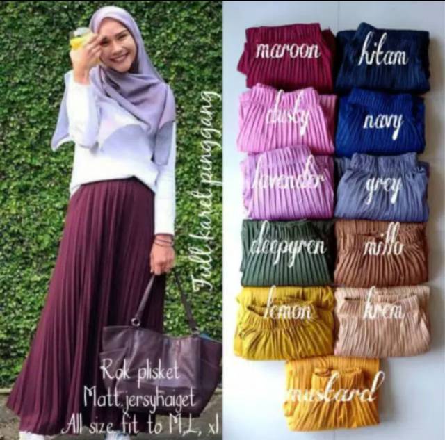 Rok Plisket Hyget super mayung polos + tali