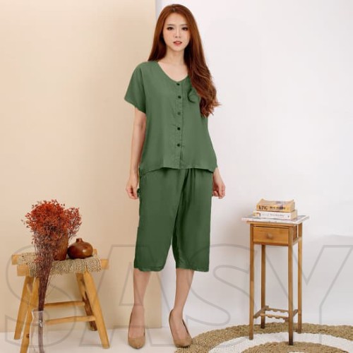 COD Setelan Wanita Kekinian / Setelan Rayon 7per8 / Setelan Rayon Daily Set Rayon Polos Korea Style