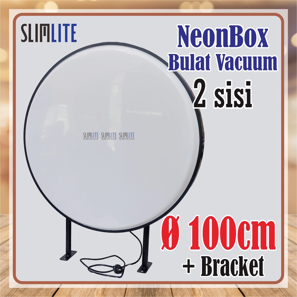 Neon Box Bulat 100cm 2sisi Vacuum Polos Frame Tebal 8cm | Neon Box Bulat (RF80-VF100-2s) NBB Diamete