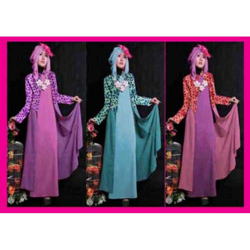 Long dress gamis maxi + outer cardigan lengan panjang