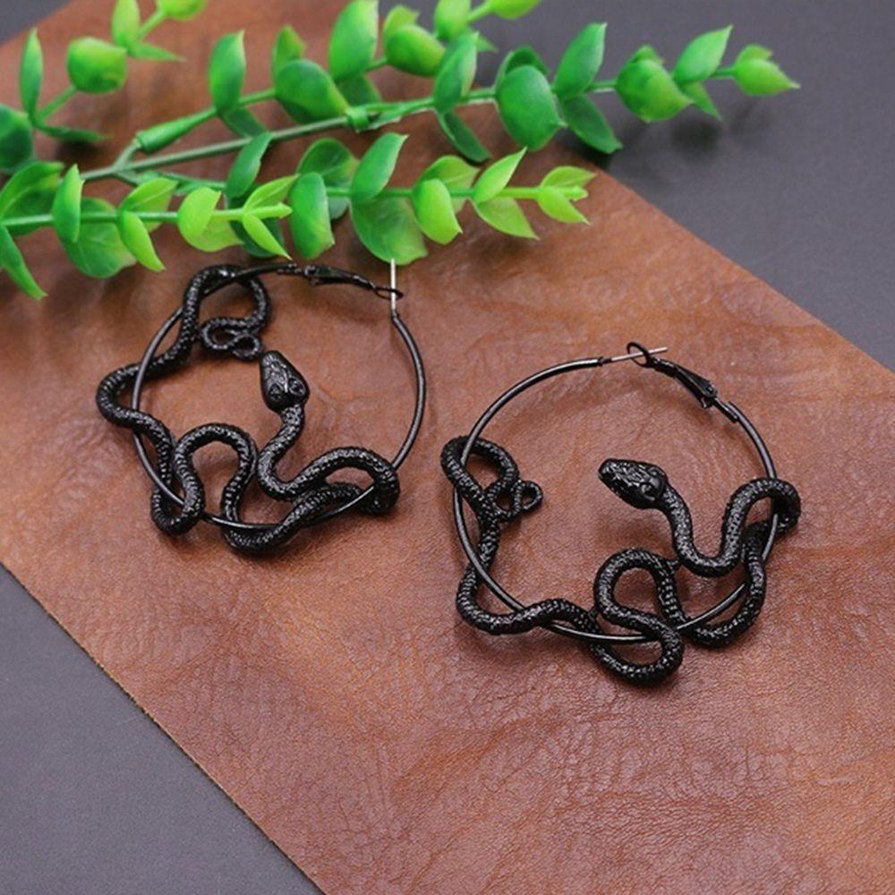 R-flower Menjuntai Hoop Earrings Hot Aksesoris Fashion Gothic Perhiasan Ular