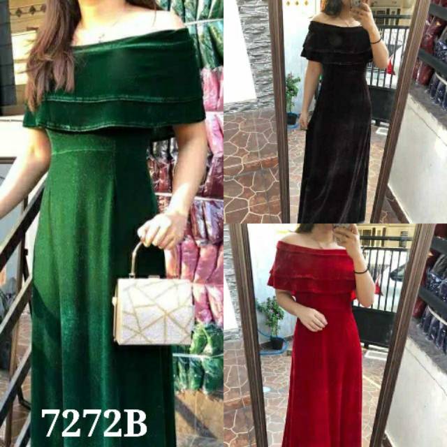 Dress 7272B gamis bludru 727L dress pesta bludru dress XL dress XXL