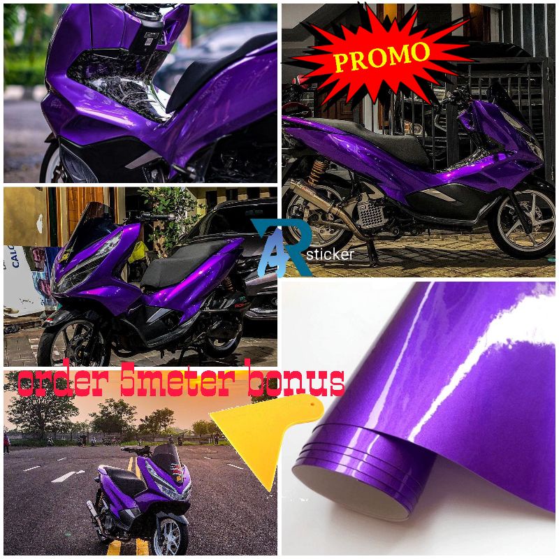 Skotlet Stiker ungu candy metalik Sekotlet motor ungu candy Sticker motor ungu candy Setiker motor u